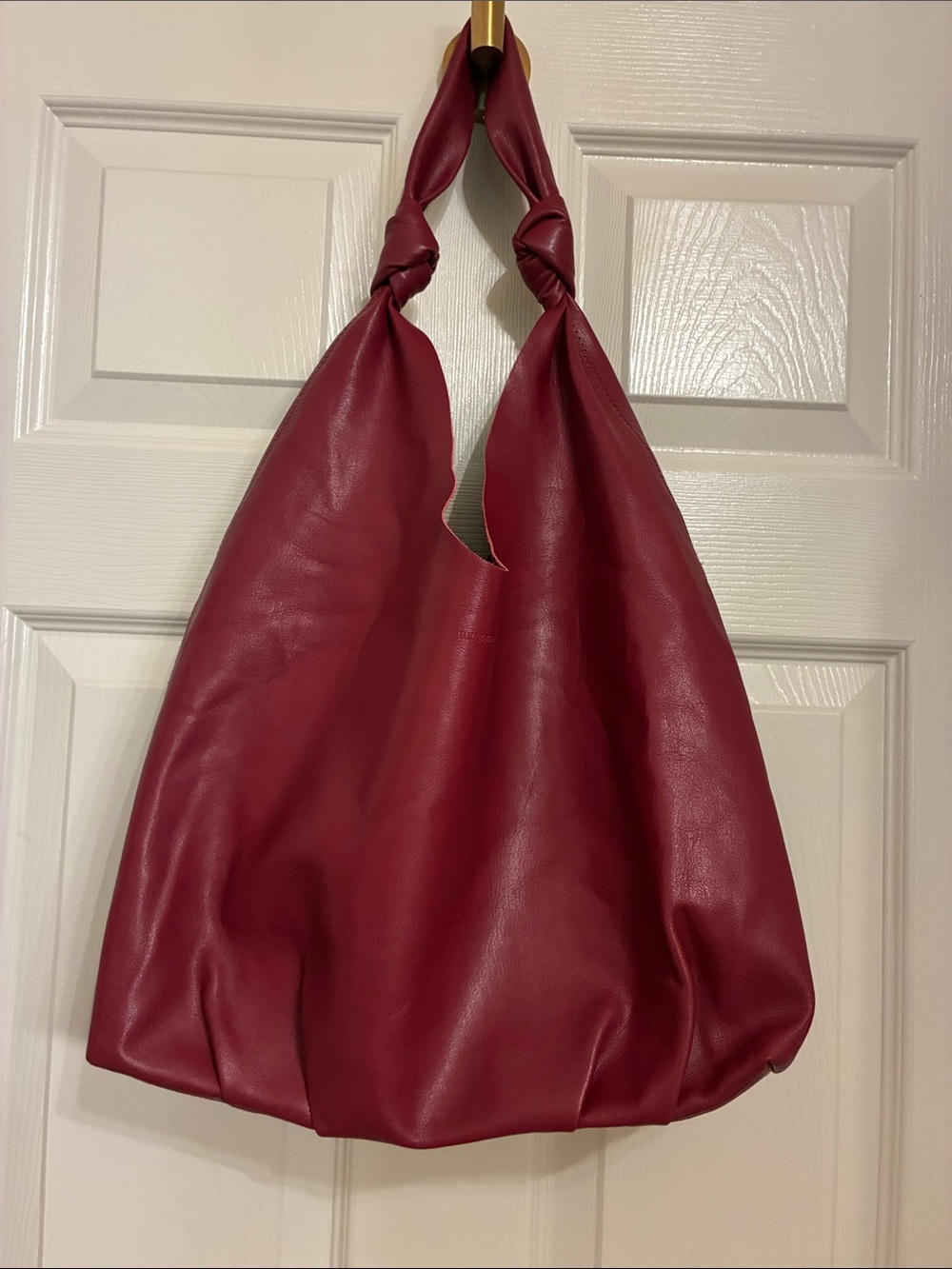 Elizabeth and James Burgundy Knotted Handle Leather‎ Hobo